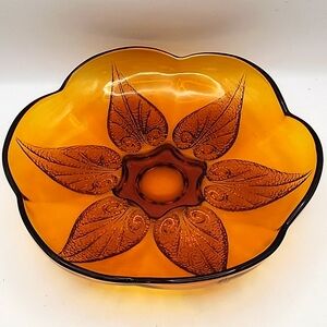 Vintage Anchor Hocking Amber Glass Dish 8" X 2"
